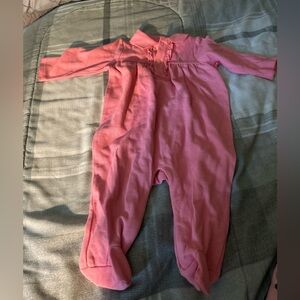 Ralph lauren baby girl sz 9 months pink green horse one piece outfit ruffles
